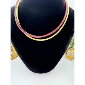 Indian Leather Cord Necklace Choker 3 Strand 3 Colors Magnetic Closure